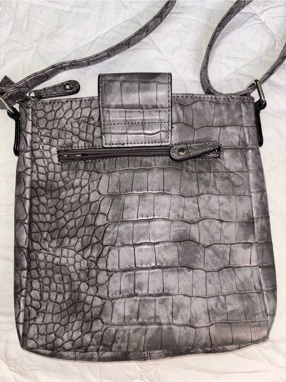 Croc-Embossed Crossbody Bag in Gray - Picture 5 of 5